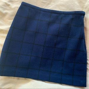 NWOT madewell wool navy/blue grid check mini skirt